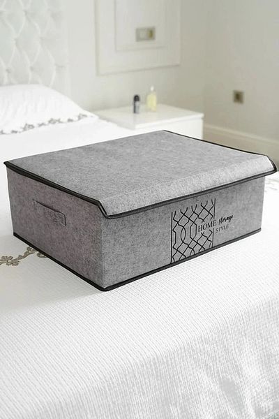 Emir-AYDIN 5 Pieces Felt Covered Base Storage Box - Multi-Purpose Organizer Storage 50*40*19
