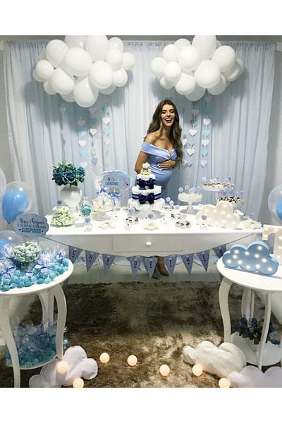 Öz-bal 50 White Balloons - Cloud Gender Party Baby Shower Concept