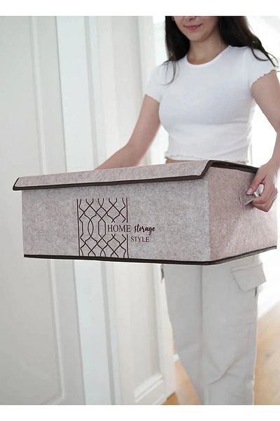 Emir-AYDIN 5 Pieces Felt Covered Base Storage Box - Multi-Purpose Organizer Storage 50*40*19