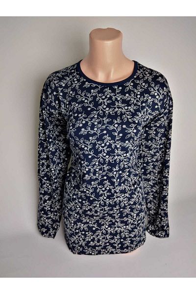 YAŞAR TRİKO Tricou de vară din viscoză bleumarin - decolteu, mâneci lungi și detalii cu fante