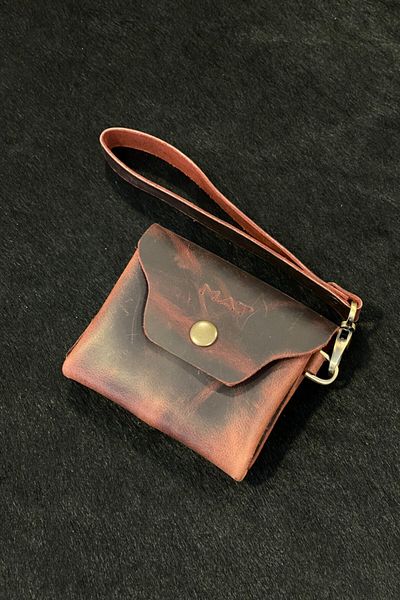 MAT Deri 3 Compartment Minimal Genuine Leather Women's Wallet - with Coin Card and Cash Strap