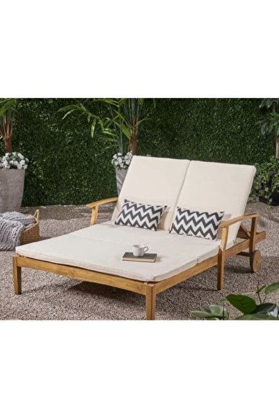 BUĞLEM Lüks Ultra Geniş 160 x 200 cm Ahşap Bahçe Yatak Şezlong