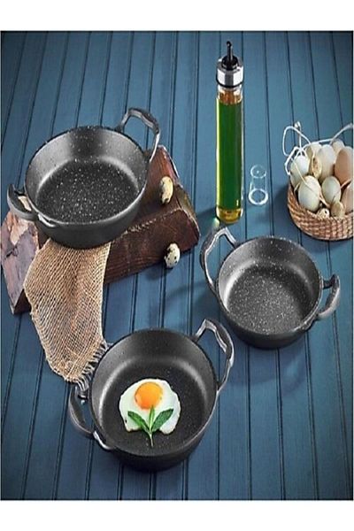 Zagori 3-Piece Black Cast Iron Sahan Set - 18cm, 20cm, 22cm