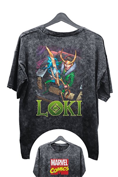 Fuddy Moda Tricou oversize unisex cu imprimeu Loki Marvel Comics - Tricou vin...