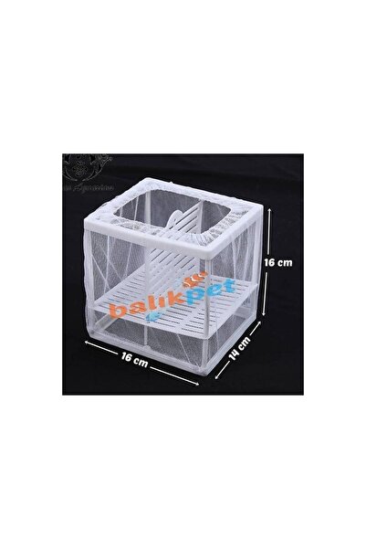 Jinyu Çift Bölmeli Tül Akvaryum Balık Yavruluğu Yavruluk 16x14x16cm