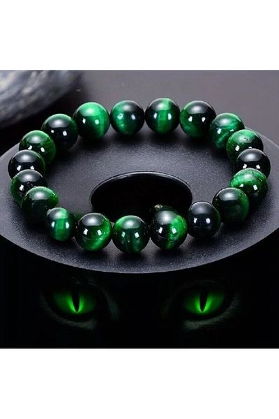 eHediyecim Green Tiger - Natural Stone Bracelet for His Eye