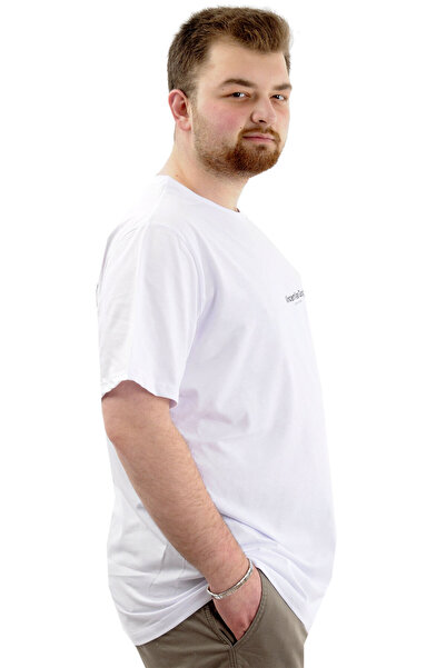 ModeXL Біла футболка з коміром та принтом для чоловіків - VAN GOGH U24040 Великий розмір