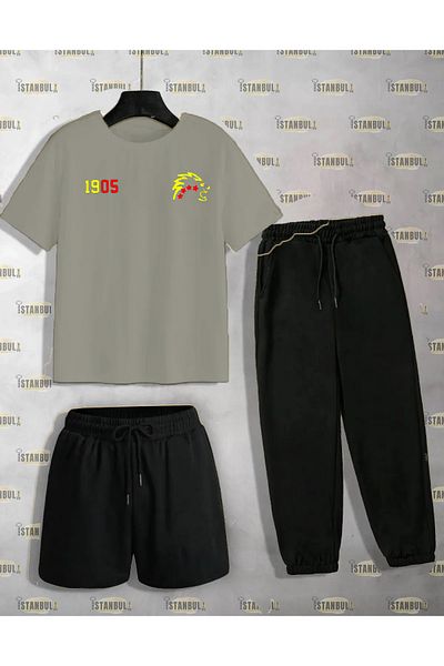 aynewmoda 1905 Lion Patterned T-shirt and Tracksuit Set