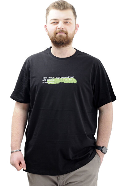 ModeXL Чорна чоловіча футболка Battal Beden - велосипедна горловина, розмір XL U24047