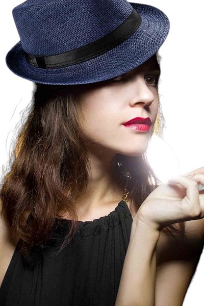 ESUSO Pălărie de paie unisex Eekek Panama, pălărie Fedora Fedora, pălărie pentru bărbați cu protecție solară Mărimea 57,58,59