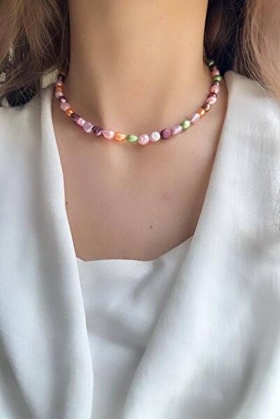 Serline Desing Inci Kolye-925 Ayar Patentli-renkli Barok Inci Kolye -küçük-ge...