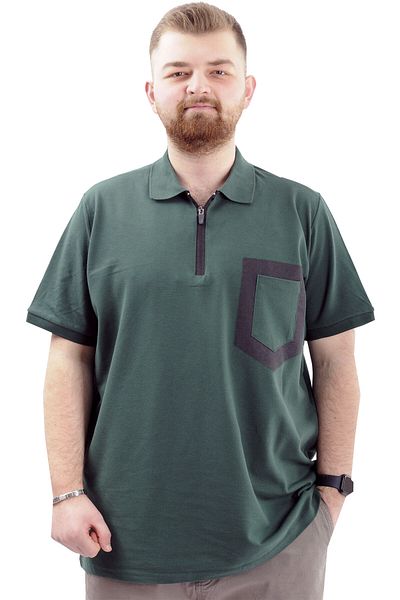 ModeXL Tricou cu buzunar cu gât polo pentru bărbați - cu fermoar, mărime mare U24325 Nefti