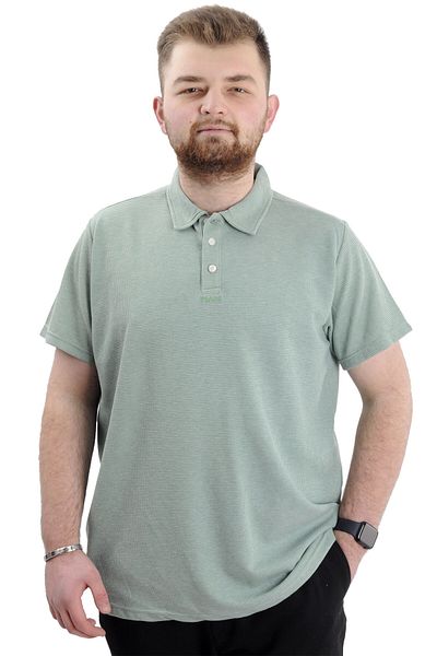 ModeXL Ανδρικό μπλουζάκι με λαιμόκοψη πόλο - MAN WAFFLE 23461, μεγάλο μέγεθος, Çağla