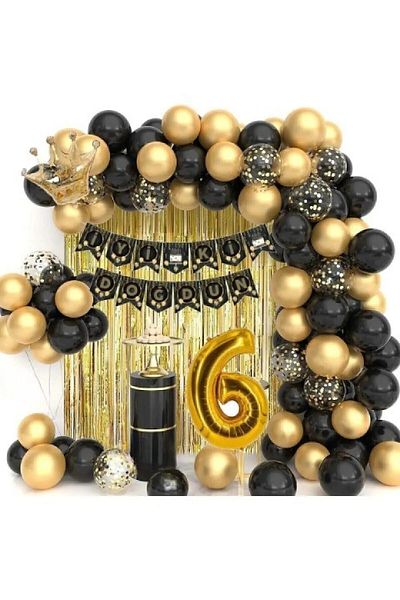 Bkmc Birthday Set with King Crown and Age Balloons, Chain and Good Ki New Style
