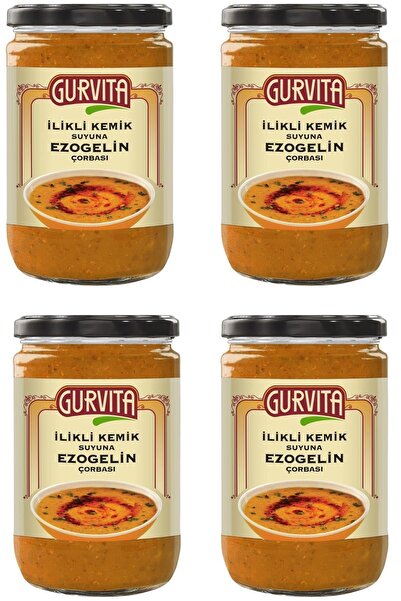 Gurvita Jöle Kıvamında Ilikli Kemik Suyuna Ezogelin Çorbası 660 ml 4'lü
