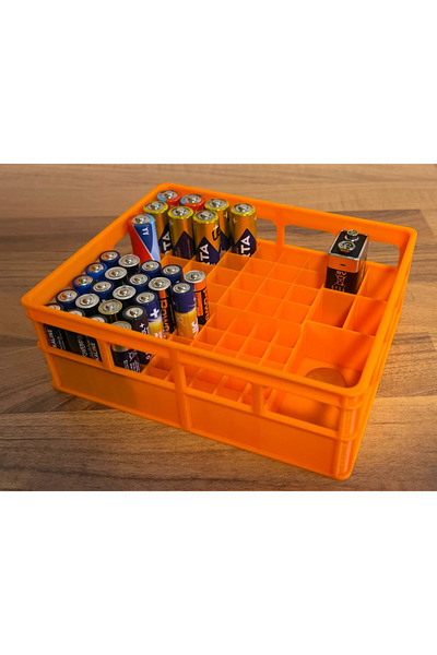 three3dprints Pil Saklama Kutusu Sandığı XXL AA / AAA / 9V 2032 Para Pili Pla...