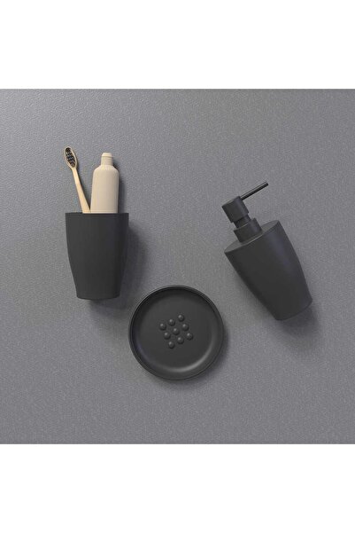 ÇIRPAN EV Чисто черен 3-компонентен комплект за баня