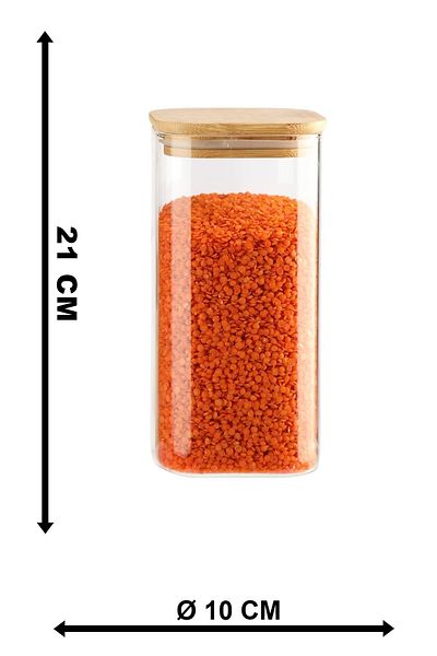 Karçiçeği Home Set of 3 Luxury Vacuum Jars with 1500 ml Bamboo Lid