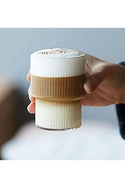 Karçiçeği Home كوب Pinterest، كوب تقديم على طراز Origami، كوب زجاجي مقاوم للحرارة 6 قطع (350 مل)
