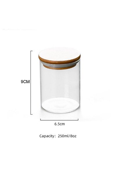 Karçiçeği Home Set of 10 Vacuum Borosilicate Glass Spice Jars with Bamboo Lids 250ml