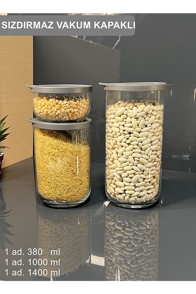 Karçiçeği Home Duo 3-Piece Vacuum Storage Container Gray Lid