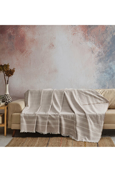 Fushia Madrid %100 Pamuklu Natural Koltuk Örtüsü I Koltuk Şalı I Çekyat Örtüsü I 170x210cm