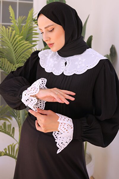 benguen 2086 Model - Black Baby Collar Short Shirt