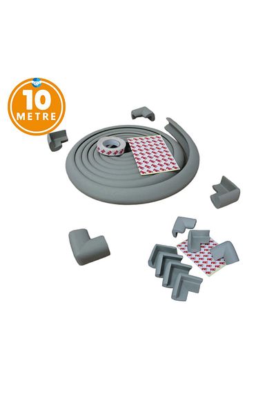 Miningaa A Quality 3m Tape 10 Meters 10 Pieces Grey Rec Corner Protector Flexible and Soft Rubber Edge Protector