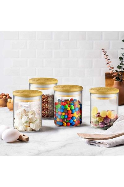 Karçiçeği Home 15 Pieces of 200 ml Decorative Spice Jar & 111 Black Label and 15 Bamboo Spice Spoons
