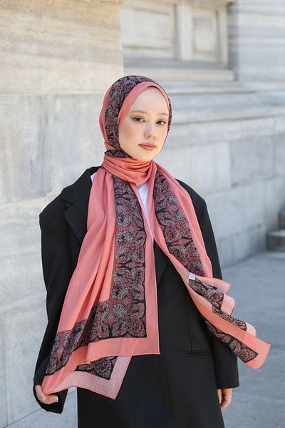Hint İpek Cotton Silk Patterned Shawl Model - Pmkv05-03