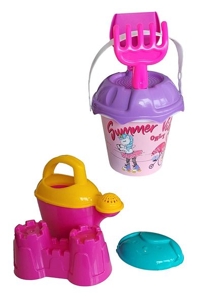 PeriYedi 8 Piece Beach and Sea Bucket - Bucket and Shovel Rake Water Bottle Set with Backpack
