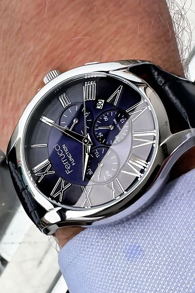 Ferrucci Navy Blue Leather Corded Men's Wrist Watch and Bracelet Gift - Agr735