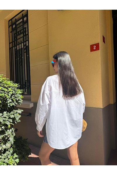 minaaise Λευκό πουκάμισο με φαρδιά κοπή Basic 27202