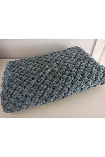 DERYAS STORE Alize Puffy Soft Hand Knitted Straw Pattern Baby Blanket