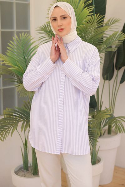 benguen Lilac Striped Shirt - 12025 Model