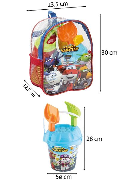 PeriYedi 8 Piece Unicorn Flamingo Printed - Beach and Sea Sand Bucket, Bucket, Shovel and Rake Water Bottle Set with Backpack