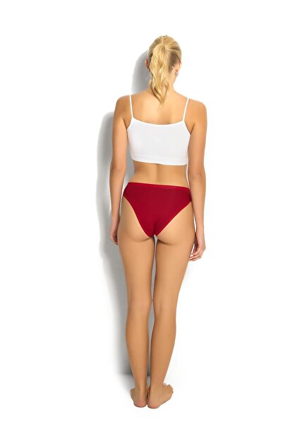 MYS GRUP TEKSTİL Claret Red Vizkoz Women's Slip-panty-bikini Set of 3 /691