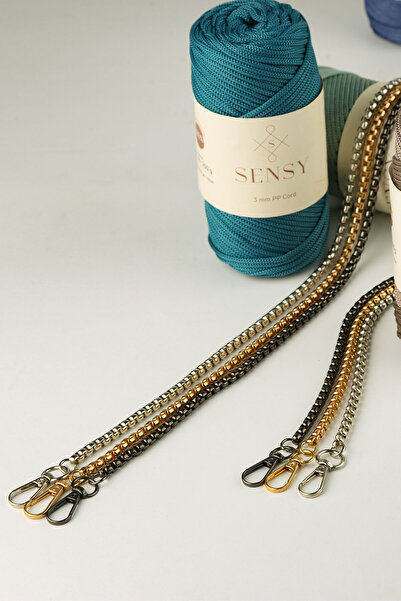 SENSY Kutu Model Demir Çanta Zinciri Siyah 120 Cm