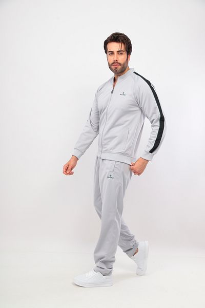 FORE SPORT Men's Gray Rashell College Collar Tracksuit Set