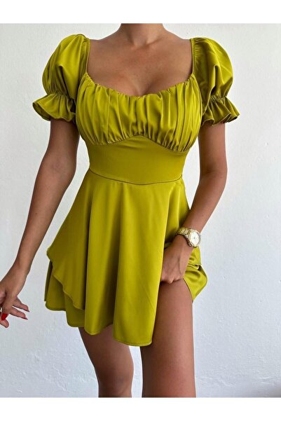 hillone Saten Şortlu Tulum Elbise