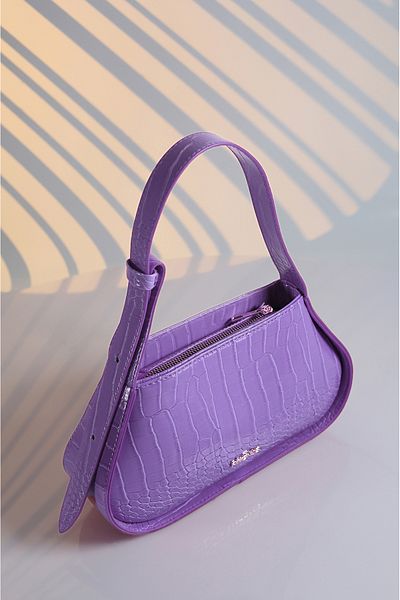 Rimense Lilac Women's Baguette Bag - Adjustable Strap and Hand and Shoulder Design