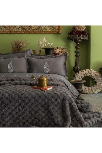 Apricitas HOME Silverfox Double Duvet Cover Set - Covered Bed and Dowry Set Gray