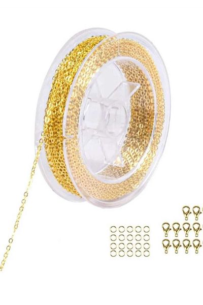 yiğit aksesuar No Darkening Gold Chain Ring and Parrot clips Set jewelry Making supplies