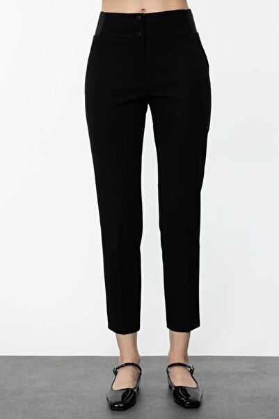 Ekol Kadın Beli Lastikli Dar Paça Pantolon-Siyah