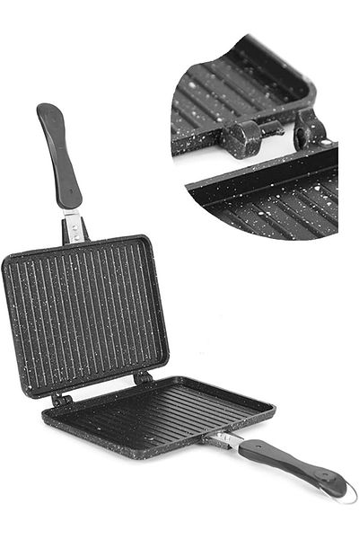 Jenisa Granite Cast Iron Stove Top Grill and Toast Pan