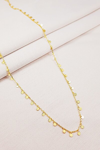 Oruçoğlu Gümüşçülük 925 Ayar Gümüş Gold Kaplama Pullu Model Kolye