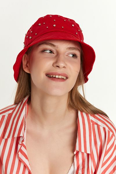 Saria Moda Stone Detailed Bucket Bucket Women's Hat