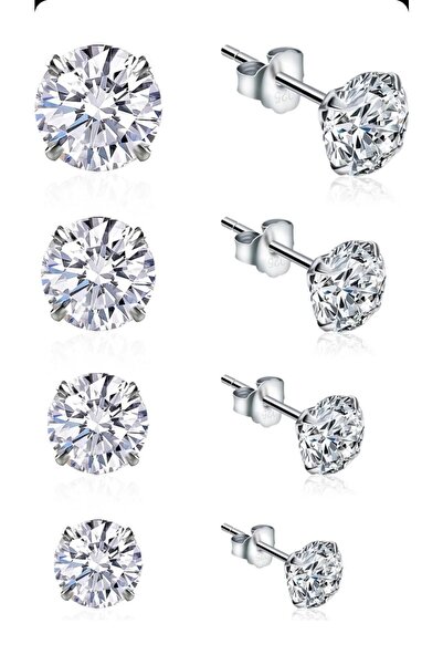 Begonia Accessories 925 Ayar Gümüş , Oval Zirkon Tek Taş UNISEX 1 Adet Küpe  ÇİFT DEĞİL