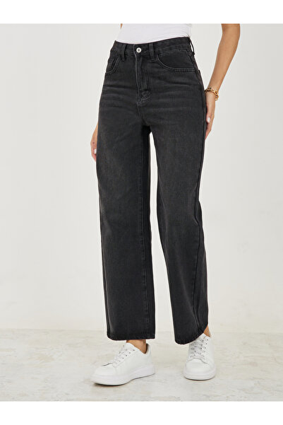Styli High Rise Wide Leg Full Length Jeans