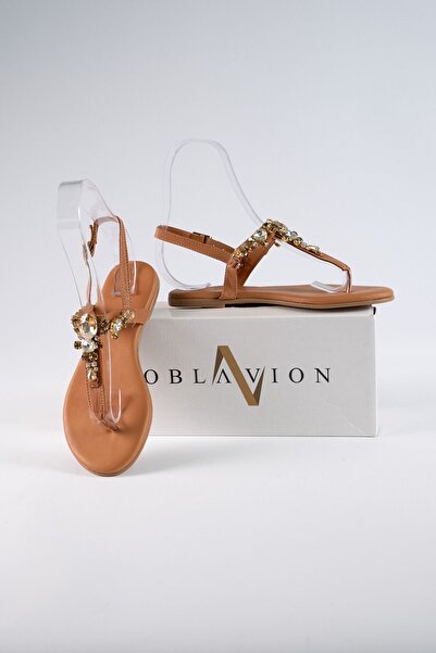 Oblavion Lavion Nude Honey Colored Stoned Daily Women's Sandals